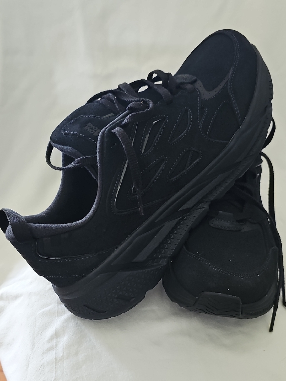 Hoka Men's Black Suede Trail-Inspired Sneakers/ Unisex 13 Men 12 Women